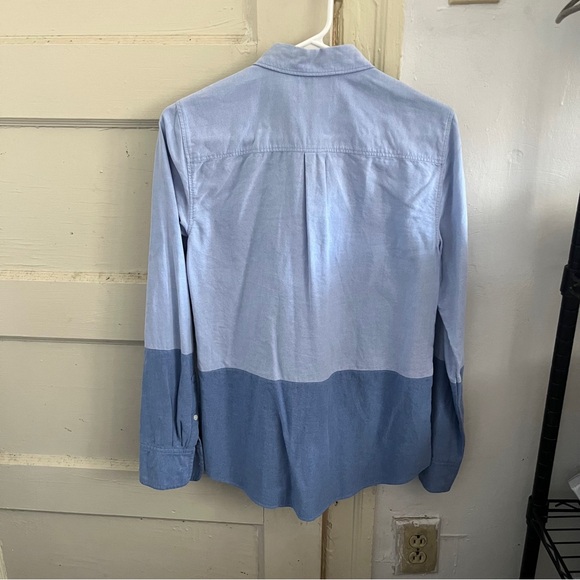 J. Crew โข light & dark blue colorblock button down collar long sleeve shirt - Picture 13 of 14